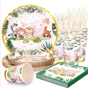 Ensemble d'assiettes et <span class=keywords><strong>de</strong></span> serviettes en papier jetables au design floral-<span class=keywords><strong>Vaisselle</strong></span> <span class=keywords><strong>de</strong></span> fête <span class=keywords><strong>de</strong></span> mariage/anniversaire écologique, Logo personnalisé en gros en vrac - Product Image 5