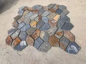 Không thường xuyên ngoài trời sàn lồng vào nhau tự nhiên gỉ <span class=keywords><strong>Slate</strong></span> hiệu ứng đá Patio sàn gạch không trượt - Product Image 2