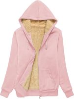 Sweat-shirt en polaire d'hiver pour femmes - Veste à capuche doublée de sherpa épaisse avec fermeture éclair intégrale