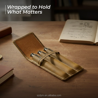 Étui à crayons vintage de luxe en cuir véritable, pochette de rangement, étui à cigares