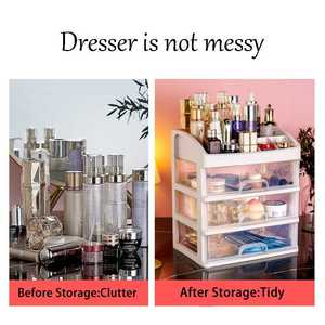 Boîte de rangement pour produits de soin de la peau avec <span class=keywords><strong>tiroirs</strong></span>, grande capacité, organisateur de maquillage pour dortoir et commode - Product Image 4