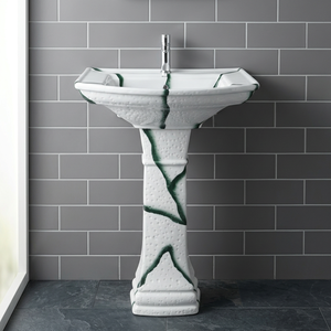 Printed Designer Ceramic Wash Basin with <b>Full</b> Pedestal Outdoor Bathroom Sanitary Ware - Product Image 2