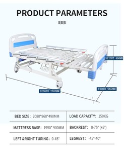 Cama de Hospital Manual de 3 Funciones con Inodoro y Colchón Impermeable, Metálica Blanca, para Cuidado de <span class=keywords><strong>Ancianos</strong></span> en el Hogar - Product Image 4