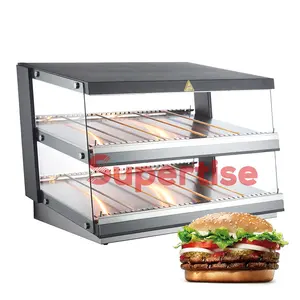 Supertise hot food display warmer calentador de comida caliente para hamburguesa Vitrine chaude de presentation pour burger