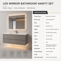 Kabinet Kamar Mandi Modern Dinding Stainless Steel dengan Dua Pintu, Perabot Kamar Mandi untuk Proyek Hotel Villa