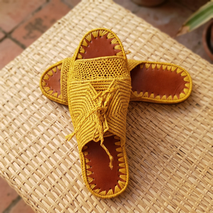 Handmade Yellow Raffia Lace-Up <b>Slippers</b> Open Toe Breathable Genuine Leather Insole Summer <b>Outdoor</b> Women Girls - Product Image 5