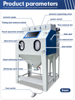 Machine de sablage à sec haute performance avec séparateur cyclonique, armoire de séparation des poussières, débavurage et pression d'air manuelle réglable