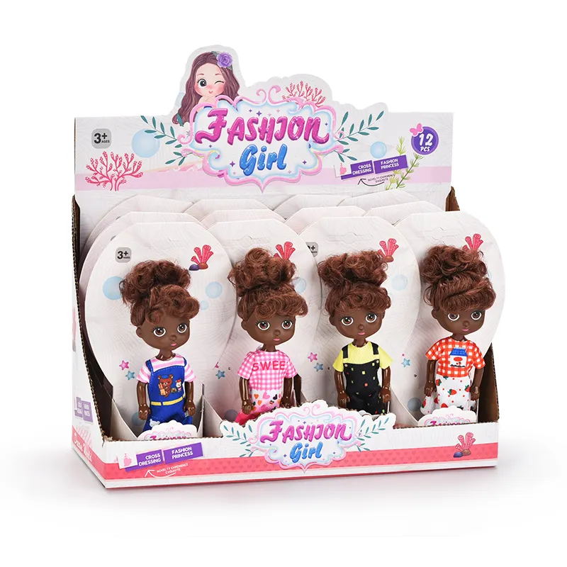 4 TYP 5 Zoll kleine Puppe American African Style Baby Girl Puppe Geschenke Plastiks pielzeug 16CM bewegliches Gelenk Afro Black Doll Toy für Kinder