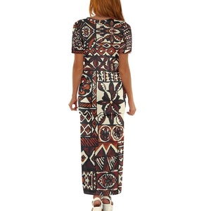 Nuevo Vestido Puletasi Isleño con Diseño Samoa Tapa, Vestido de <span class=keywords><strong>Dos</strong></span> Piezas para Mujer con Manga Corta, Personalizado con Diseño Polinesio - Product Image 5