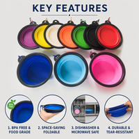 Bol pliable en silicone pour animaux de compagnie, qualité alimentaire, sans BPA, 350 ml, léger, pour la randonnée en plein air, la marche, robuste, bol portable pour chien