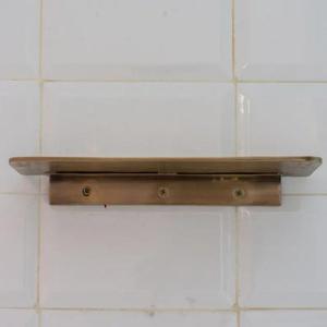<b>Vintage</b> Brass Wall Mounted Shower Shelf Aged Brass Floating <b>Bathroom</b> Storage Organizer for Modern Home and <b>Bathroom</b> <b>Accessories</b> - Product Image 2