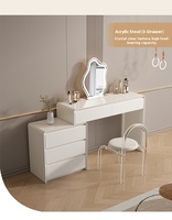 2025 coiffeuse en bois massif moderne Simple avec armoire à seau de Style crème conception intégrée pour peinture de cuisson de chambre d'hôtel