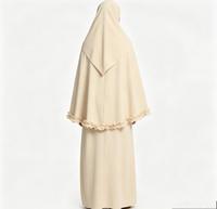 Abaya de Luxe Élégante Khimar Style Modeste Beige Robe Longue Musulmane Vente en Gros Dubaï Turquie Design en Mousseline