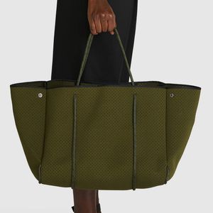 定制标志接受氯丁橡胶沙滩手提袋户外氯丁橡胶手提袋女式手提袋，带工作旅行购物袋 - Product Image 1