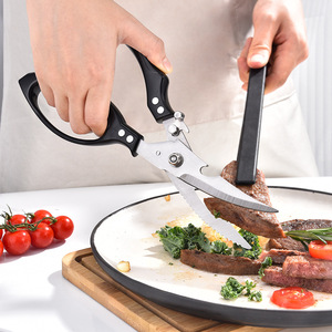 Tijeras de Cocina JG-1 de Acero Inoxidable, Resistentes, para Cortar Aves, Uso Doméstico, Cabeza Recta Negra - Product Image 2