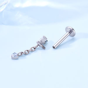 TOPOSH Boucles d'oreilles pendantes en argent de style punk avec chevron coupe marquise et goutte de zircon ronde de 12mm pour <span class=keywords><strong>piercing</strong></span> conque hélice cartilagineuse - Product Image 4