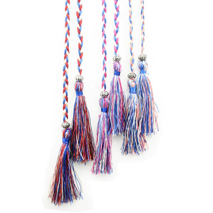 <span class=keywords><strong>Ceinture</strong></span> fine pour femme, style chinois, tressée, avec pompon et nœud décoratif, <span class=keywords><strong>noire</strong></span> unie, tendance décontractée - Product Image 2
