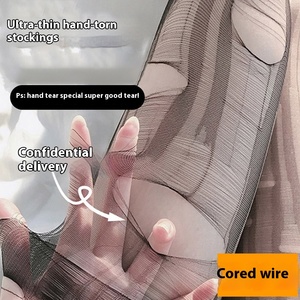 Qingqu Hand-Tearable Fishnet Strümpfe Sexy Einweg artikel für Männer und Frauen Dünne kern gesponnene Seide Pleasure Supplies Seiden strümpfe - Product Image 2