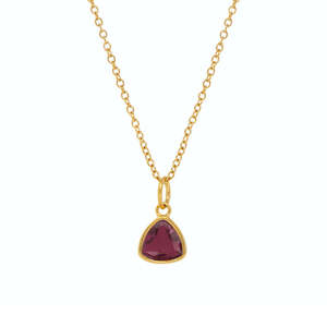 Trillion-Schliff Edelstein-Anhänger Halskette 18K Gold PVD Edelstahl Gliederkette Diamantklare Farbige Zirkon Geburtsstein-Halskette - Product Image 4