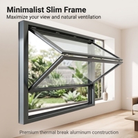 Ventanas Modernas Americanas de Aluminio con Rejilla Vertical Enrollable y Vidrio Plegable para Tiendas, Cafeterías, Hoteles, Villas, Diseño Gráfico