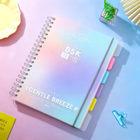 Carnet spirale B5, 124 feuilles, 80 g/m², couverture PP, séparateurs à sangle, dégradé holographique, 4 motifs, papeterie étudiante, vente en gros