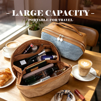 Grande trousse de toilette personnalisée avec poignée souple, design tendance, fermeture éclair, résistante à l'eau, durable, matériau écologique, portable