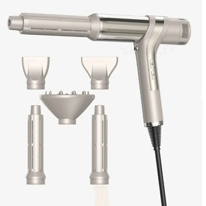 High Speed Hair Dryer With Concentrator And Diffuser Nozzles For Salon And Home Use 110000rpm Brushless Motor Grey Champagne - Product Image 1