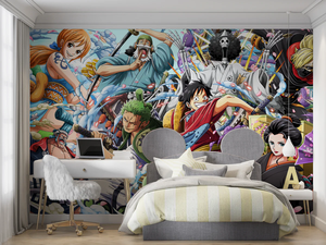Carta da Parati Murale con Personaggi Anime One Piece per Camere dei Bambini, Stanze dei Ragazzi, Sale Giochi, Camere da Letto, Decorazione d'Interni a Tema Anime - Product Image 3