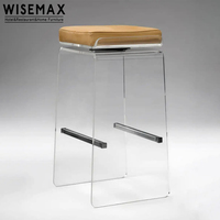 WISEMAX – chaise de bar au design unique et moderne, base en acrylique, tabouret de bar avec rembourrage, siège en tissu pour la cuisine, le comptoir et le café
