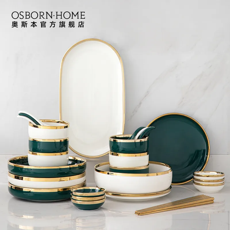 Osborn placas de cerâmica nórdicas, conjunto de jantar com colher, hashi e prato