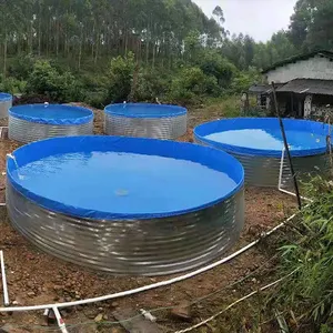 Lagoa galvanizada 8m Diámetro da piscicultura do tanque do Biofloc do equipamento da incubadora de peixes da folha