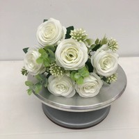 Décoration de fleur de soie artificielle romantique haut de gamme à 6 têtes Lady Rose pour la maison Noël Pâques Nouvel An chinois-Naturel Réel