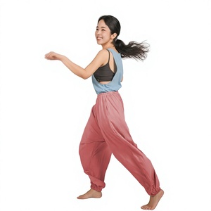 Women Solid Elastic Waist Relaxed Wide Leg <b>Harem</b> Yoga Pants High Waist Full Length Breathable Quick Dry Casual Jogger <b>Trousers</b> - Product Image 1