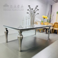 Location de table rectangulaire argentée pour banquet de mariage de luxe