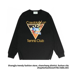 T-shirt a maniche lunghe in cotone 250g, girocollo, casual, minimalista, vestibilità ampia, con stampa Fantasy Portal, stile streetwear europeo-americano - Product Image 3