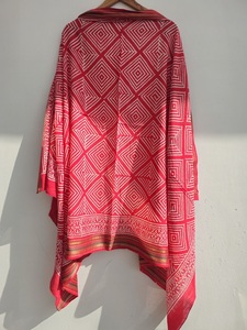 Premium Zari Hand Block Printed <b>Sarongs</b> Red Bagru Cotton Pareo, Reversible & Eco-Friendly Women’s Beachwear - Product Image 5