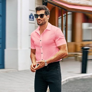 Camisas Casuales de Manga Corta con Cuello Alto para Hombre, Colores Personalizados, Transpirables, ODM, Logotipo Personalizado, Estilo Hippie, Yoga, Verano, Playa, Vacaciones - Product Image 4