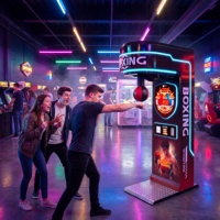 Machine de boxe commerciale avec lumières LED dynamiques, équipement d'arcade à récompenses par tickets pour centres de jeux