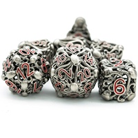 Ensemble de dés en métal creux en forme de pieuvre pour Udixi RPG, Donjons et Dragons, durable et unique, emballé dans une boîte en métal