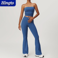 Ensembles de yoga et de sport pour femmes en nylon et élasthanne de haute qualité, tenues de fitness extensibles avec leggings évasés