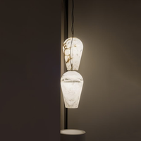 Lustre moderne élégant et luxueux en albâtre, grand modèle, avec éclairage LED, pour îlot de cuisine, bar, comptoir, hall d'hôtel, café, villa