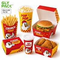 Ensemble d'emballages alimentaires personnalisés de qualité alimentaire pour les ailes de poulet, les hamburgers, les frites, le pop-corn, les gobelets à boisson et les boîtes à emporter portables