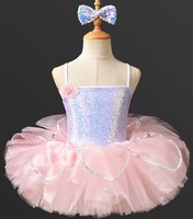 Vestido de Ballet para Niñas, Traje de Danza sin Mangas, Falda Tutú de Princesa con Lentejuelas, Vestido Bonito para Actuaciones en Escenario