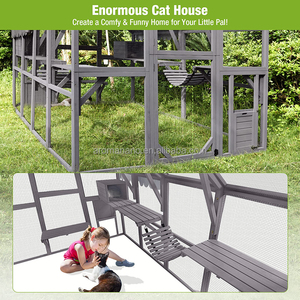 Large <strong>Cat</strong> Run Wooden <strong>Cat</strong> Houses <strong>Outdoor</strong> <strong>Enclosure</strong>, Catio <strong>Cat</strong> Cage Kitten Condo-Backyard Run Cage for Pets, Weather Proof Cover - Product Image 5