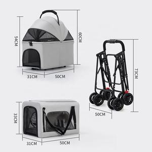 <span class=keywords><strong>Poussette</strong></span> pour animaux de compagnie à <span class=keywords><strong>double</strong></span> couche séparable et spacieuse pour chats et chiens, garantissant des déplacements en plein air confortables et sûrs avec une mobilité facile - Product Image 4