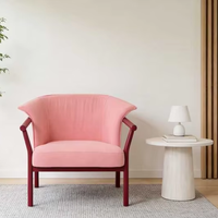 Fauteuil d'appoint en bois massif et tissu rose pour hôtel, chambre d'hôtes, hall, mobilier commercial FF&E