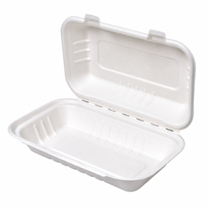 Boîte alimentaire à emporter CANEX en bagasse de canne à sucre, écologique et jetable, format coquille de 9 x 6 pouces - Product Image 2