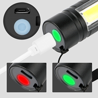 Lampe torche USB rechargeable, mini, petite, portable, zoomable, avec lumière latérale COB, lampe torche tactique LED