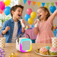 Altavoz de Karaoke Inalámbrico con Micrófono, Luz LED Portátil, Máquina de Canto para Niños, Fiestas Familiares, KTV Recargable, Regalo