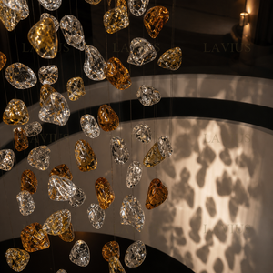 Lustre d'escalier en verre soufflé à la main |   <span class=keywords><strong>Suspension</strong></span> extra-longue |   Escalier de villa et hall d'entrée |   Personnalisé - Lavius - Product Image 5